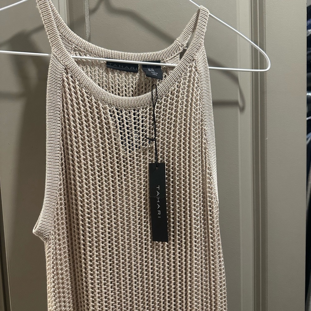 Tahari Light Brown Knit Sleeveless Top